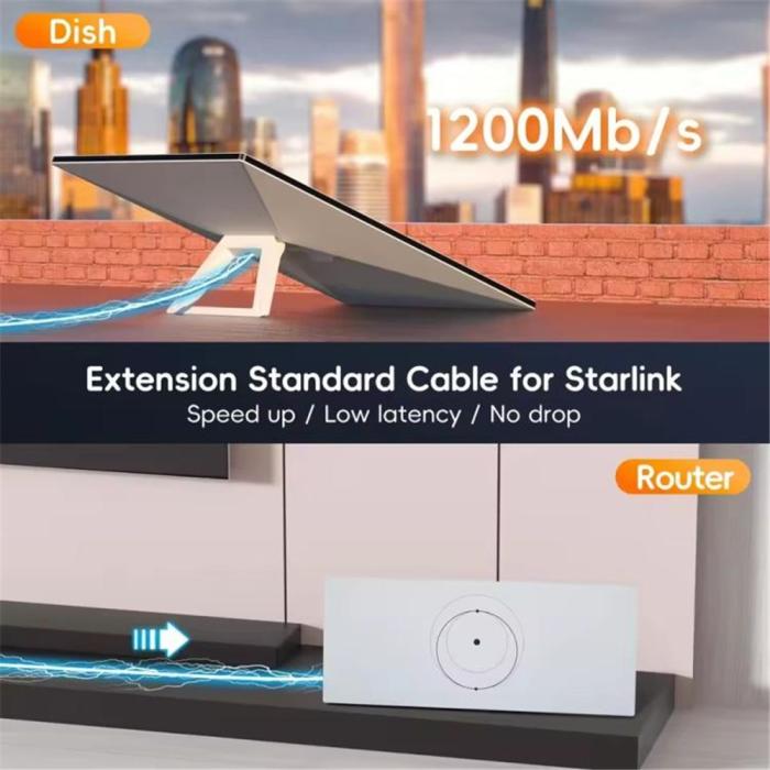 Bild 6, ONTEN ONTEN 2m Starlink Gen 3 Förlängningskabel 1000 Mbps