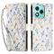  Honor 400 Lite Fodral Rhombus Läder Blommor Vit