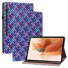  Samsung Galaxy Tab S7 Plus / Tab S8 Plus Fodral V&auml;vd Textur Bl&aring;/Rosa
