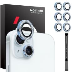 NORTHJO NORTHJO iPhone 15/15 Plus/14/14 Plus Linsskydd Strass 3-PACK Bl&aring;