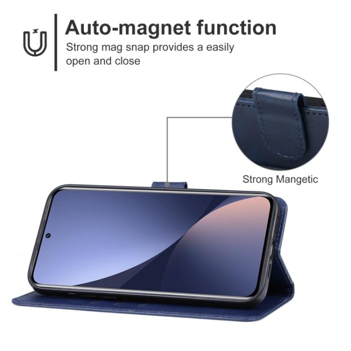 Bild 4,  Xiaomi 13 5G Fodral Solid Läder Blå