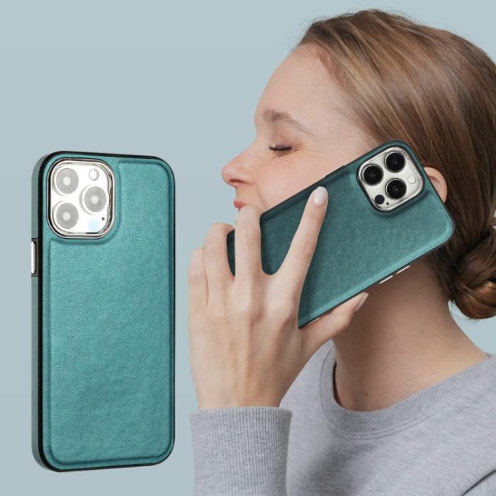 Bild 5,  iPhone 15 Pro Skal Läderbelagt Grön