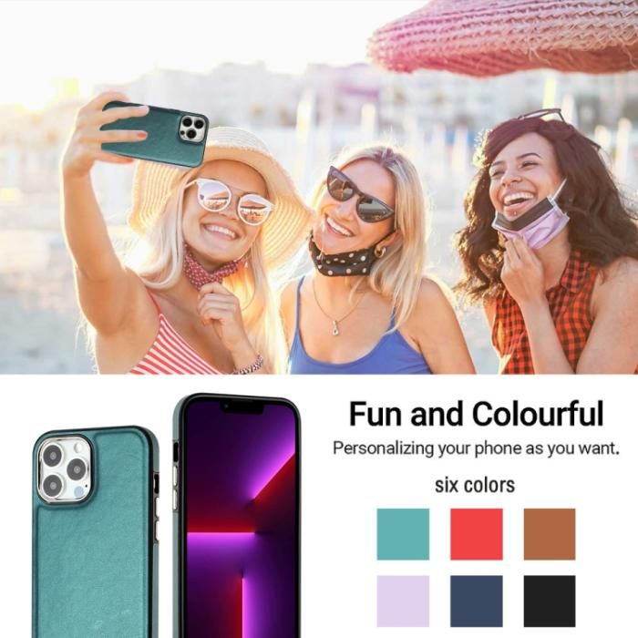 Bild 6,  iPhone 15 Pro Skal Läderbelagt Grön