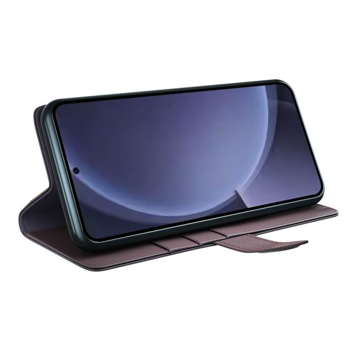 Bild 3,  Samsung Galaxy S25 Plus Fodral Premium Äkta Läder Brun
