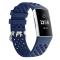  Silikon Armband Ihåligt Fitbit Charge 3 / 4 Mörk Blå