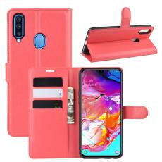  Samsung Galaxy A20s - Litchi Pl&aring;nboksfodral - R&ouml;d