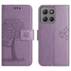  Motorola Moto G86 Power/G86 5G Fodral Tr&auml;d Tryck Lila