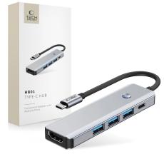 Tech-Protect Tech-Protect 5in1 USB-C Hub - USB-C / USB 3.0 / HDMI / RJ45 Gr&aring;