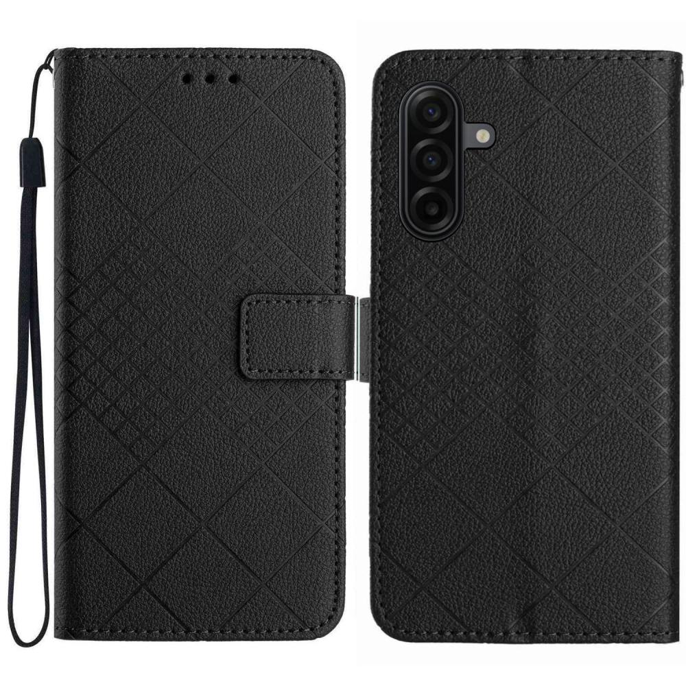  Samsung Galaxy A57 5G Fodral Läder Rhombus Svart