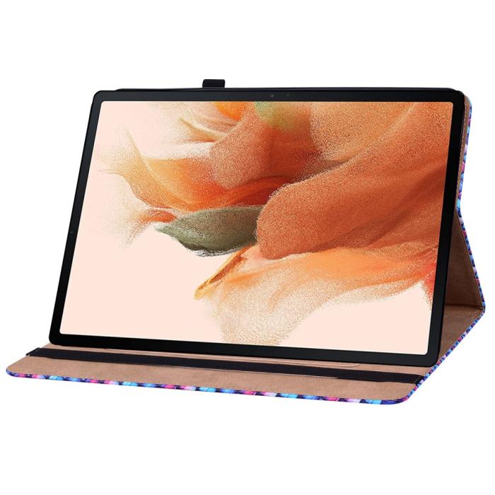 Bild 4,  Samsung Galaxy Tab S7 Plus / Tab S8 Plus Fodral Vävd Textur Blå/Rosa