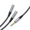 HOCO HOCO Split Adapter 3.5 mm Hane - 2x 3.5 mm Hona Grå
