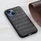  iPhone 14 Skal Krokodil Textur Äkta Läder Svart