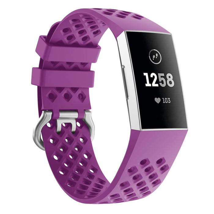 Bild 4,  Silikon Armband Ihåligt Fitbit Charge 3 / 4 Lila