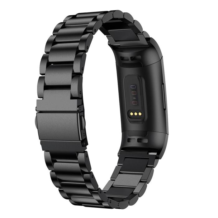 Bild 2,  Lyxigt Metallarmband Fitbit Charge 3 / 4 Svart