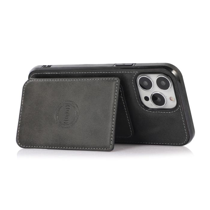 Bild 5,  iPhone 13 Pro - Läderbelagt Skal Med Kortfack - Svart