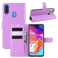  Samsung Galaxy A20s - Litchi Pl&aring;nboksfodral - Lila