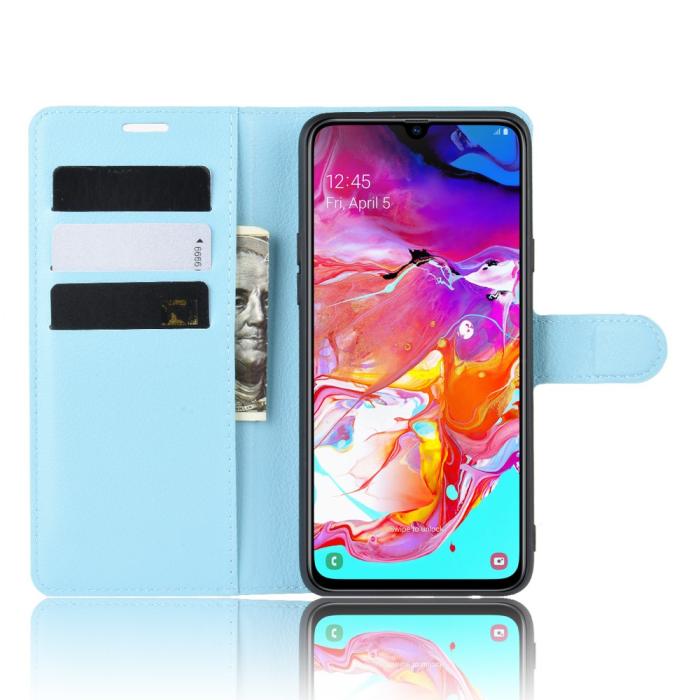 Bild 5,  Samsung Galaxy A20s - Litchi Plånboksfodral - Ljus Blå