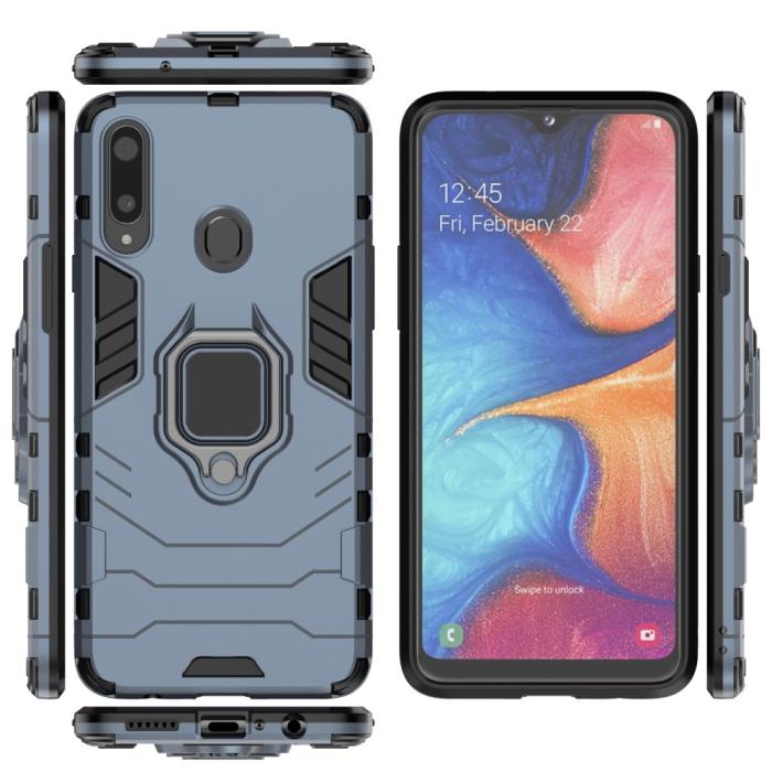 Bild 5,  Samsung Galaxy A20s - Hybrid Ring Skal - Navy Blue