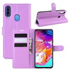  Samsung Galaxy A20s - Litchi Pl&aring;nboksfodral - Lila