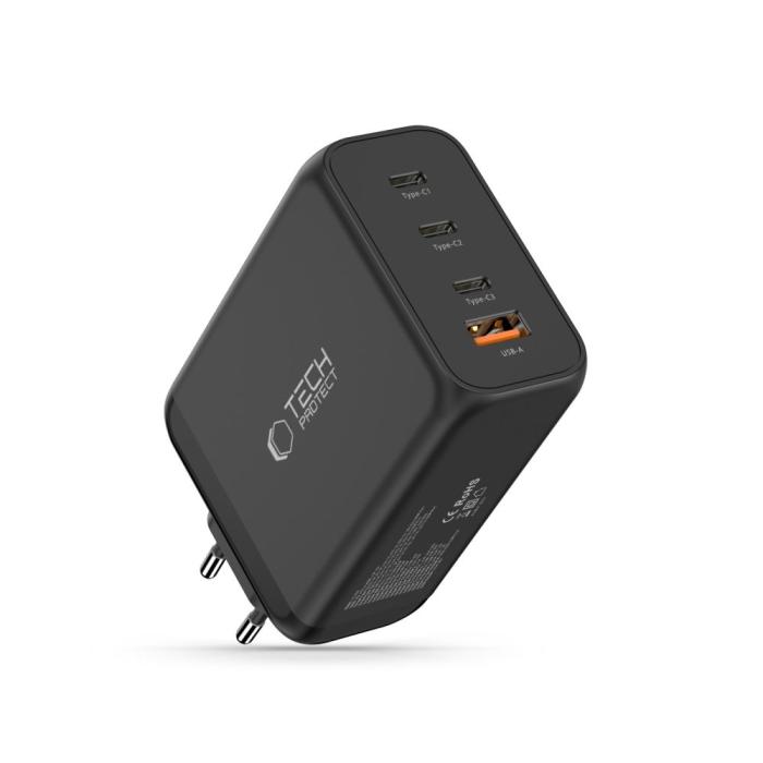 Bild 2, Tech-Protect Tech-Protect 240W Väggladdare PD QC3.0 USB-C / USB-A Svart