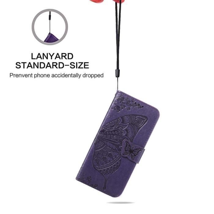Bild 6,  Samsung Galaxy S21 FE Fodral Big Butterfly Läder Lila