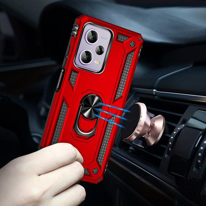 Bild 5,  Xiaomi Redmi Note 12 Pro 5G Skal Ring Armor Hybrid Röd