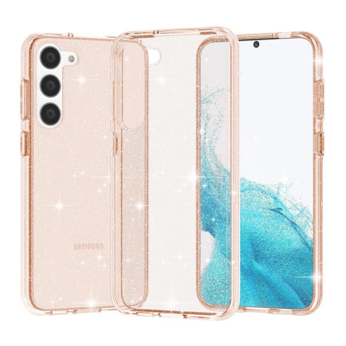 Bild 2,  Samsung Galaxy S23 Plus Skal Glitter Hybrid Guld