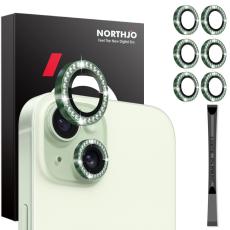 NORTHJO NORTHJO iPhone 15/15 Plus/14/14 Plus Linsskydd Strass 3-PACK Gr&ouml;n