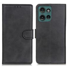  Motorola Edge 50 Pl&aring;nboksfodral L&auml;der Svart