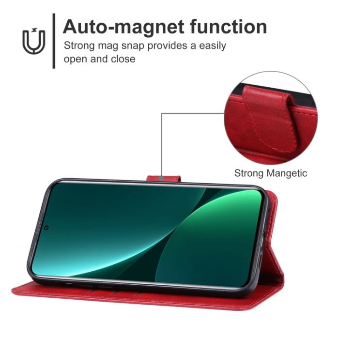Bild 4,  Xiaomi 13 Pro 5G Fodral Solid Läder Röd
