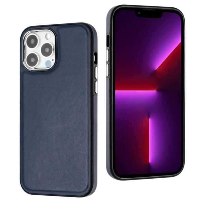 Bild 2,  iPhone 15 Pro Skal Läderbelagt Blå