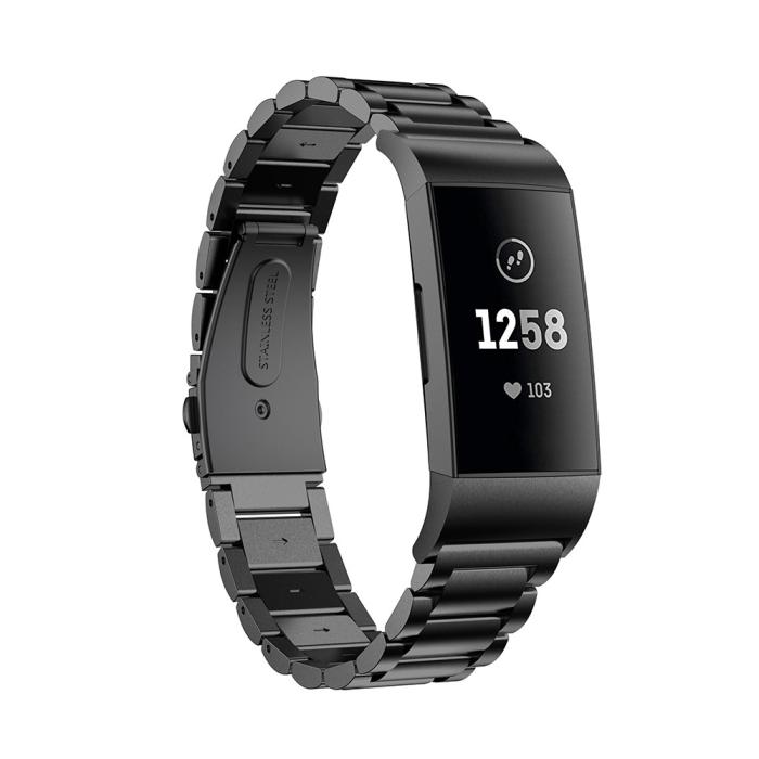 Bild 4,  Lyxigt Metallarmband Fitbit Charge 3 / 4 Svart