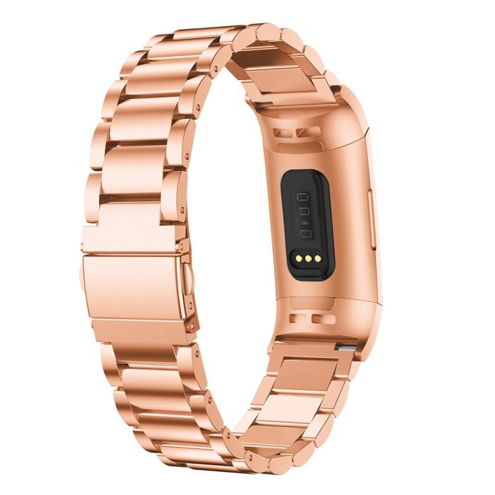 Bild 2,  Lyxigt Metallarmband Fitbit Charge 3 / 4 Roséguld