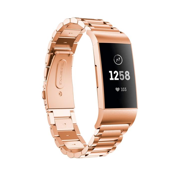 Bild 4,  Lyxigt Metallarmband Fitbit Charge 3 / 4 Roséguld
