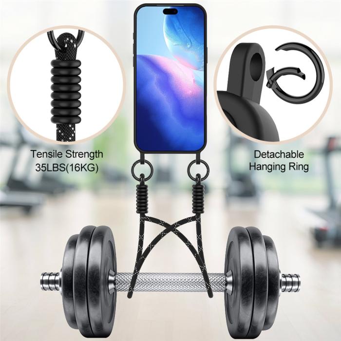 Bild 4,  iPhone 17 Pro Skal Med Kortfack & Mobilsnöre Silikon Svart