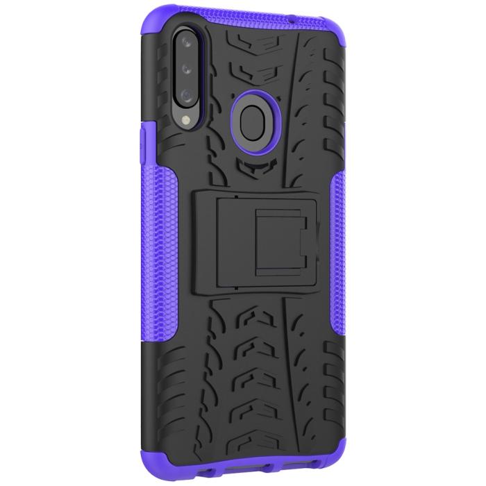 Bild 4,  Samsung Galaxy A20s - Ultimata Stöttåliga Skalet med Stöd - Lila