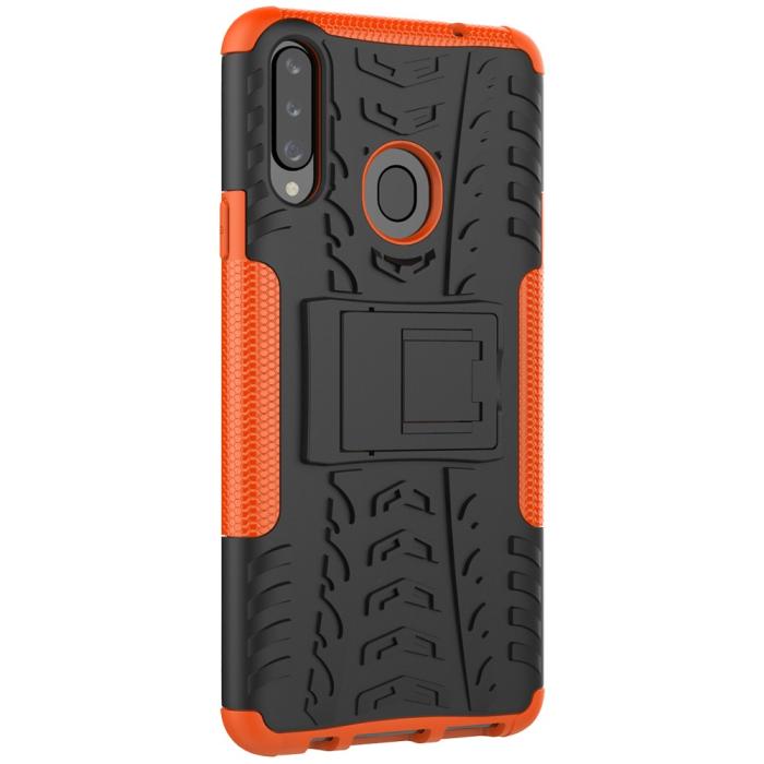 Bild 3,  Samsung Galaxy A20s - Ultimata Stöttåliga Skalet med Stöd - Orange
