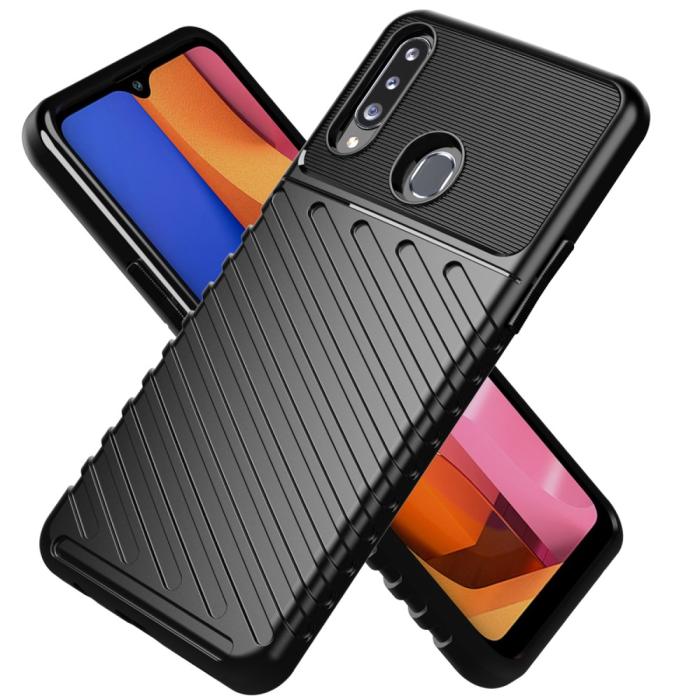 Bild 2,  Samsung Galaxy A20s - Twill Textur Skal - Svart