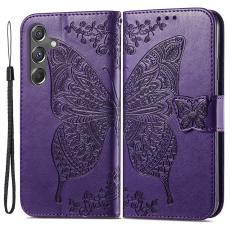  Samsung Galaxy A15 5G Fodral Big Butterfly M&ouml;rk Lila