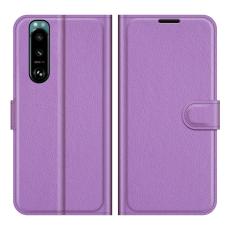  Sony Xperia 5 III Fodral Litchi L&auml;der Lila