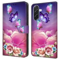  Samsung Galaxy A37 5G Fodral L&auml;der Blommor / Fj&auml;rilar