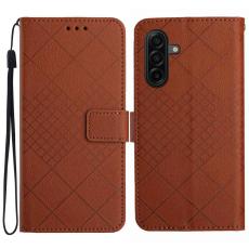  Samsung Galaxy A57 5G Fodral L&auml;der Rhombus Brun