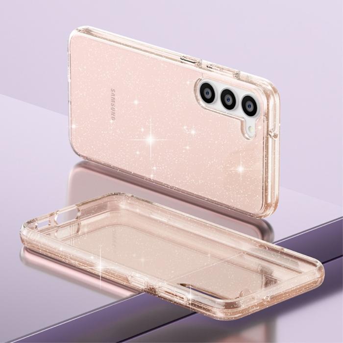 Bild 5,  Samsung Galaxy S23 Plus Skal Glitter Hybrid Guld
