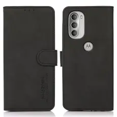 KHAZNEH KHAZNEH Motorola Moto G51 Fodral Retro L&auml;der Svart