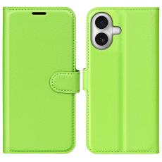  iPhone 17 Fodral Litchi L&auml;der Gr&ouml;n