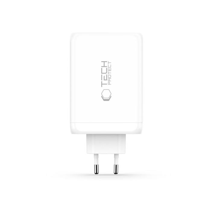 Bild 3, Tech-Protect Tech-Protect 240W Väggladdare PD QC3.0 USB-C / USB-A Vit