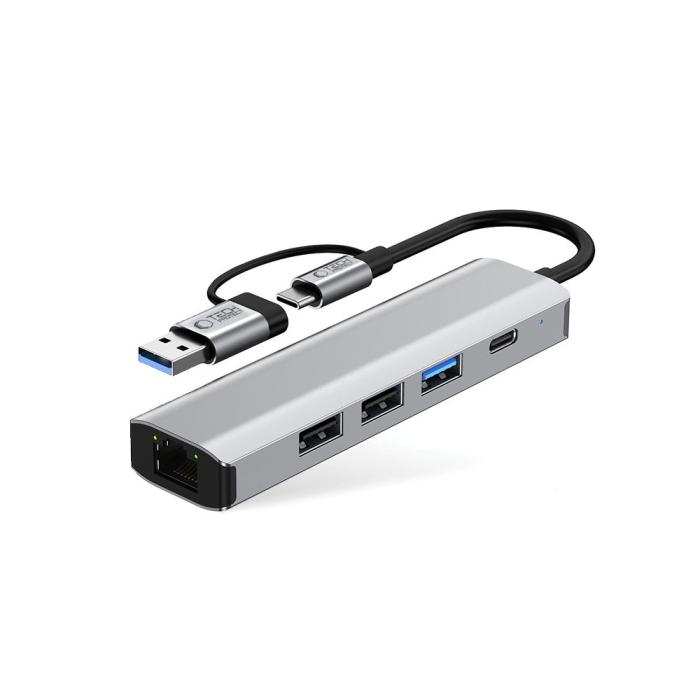 Bild 2, Tech-Protect Tech-Protect 5in1 USB-C/USB-A Hub - USB-C / USB 3.0/2.0 / RJ45