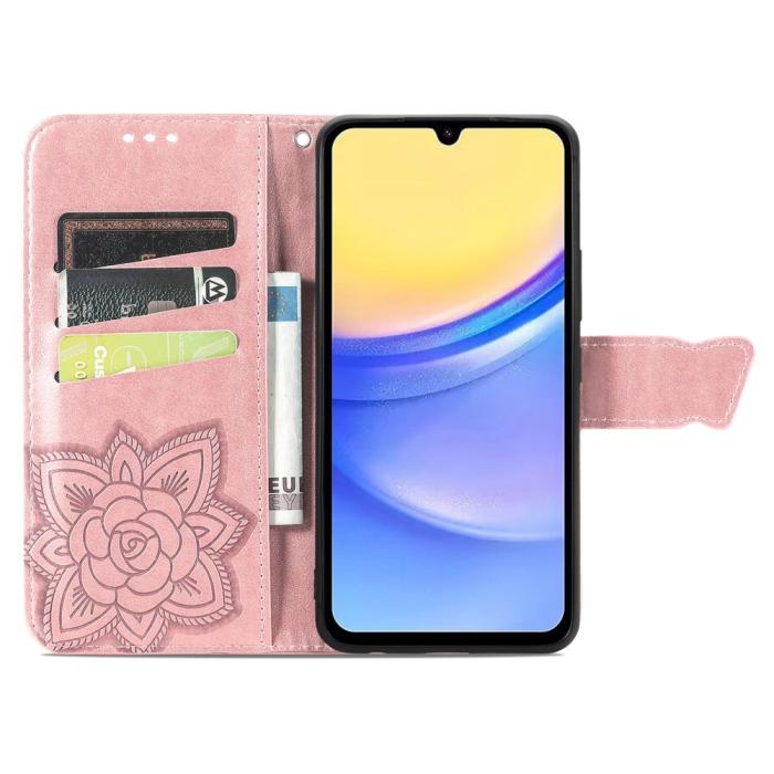 Bild 2,  Samsung Galaxy A15 5G Fodral Big Butterfly Roséguld