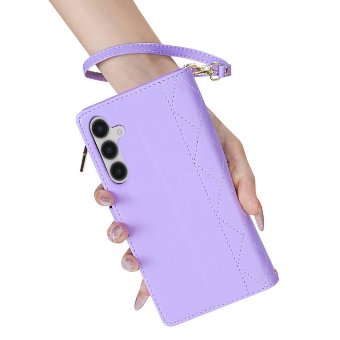 Bild 5,  Samsung Galaxy S25 Fodral Läder Rhombus Lila