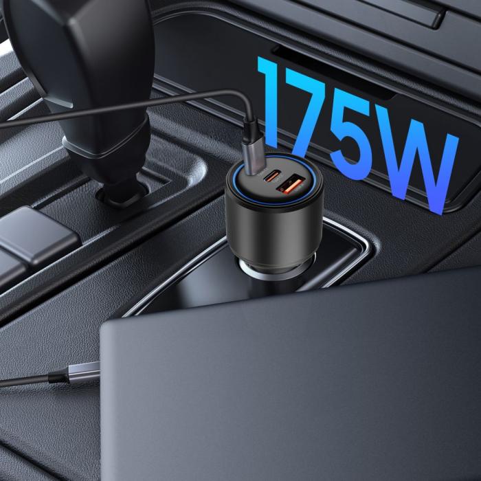 Bild 5, Tech-Protect Tech-Protect 175W PD USB-C / USB-A Billaddare Svart